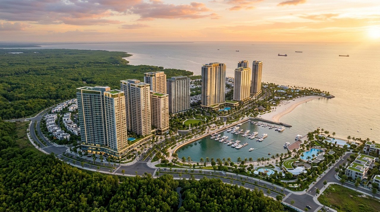 Imperia Green Paradise Cần Giờ - Khu đô thị Vinhomes Green Paradise Cần Giờ nhìn từ trên cao — vị trí tọa lạc của Imperia Green Paradise