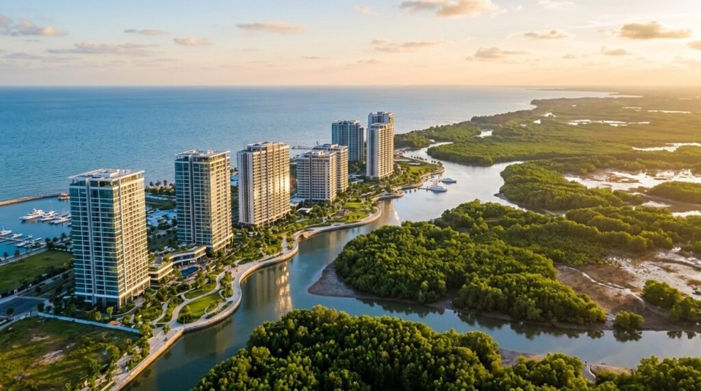 Imperia Green Paradise Cần Giờ - Khu đô thị Vinhomes Green Paradise Cần Giờ nhìn từ trên cao — vị trí tọa lạc của Imperia Green Paradise