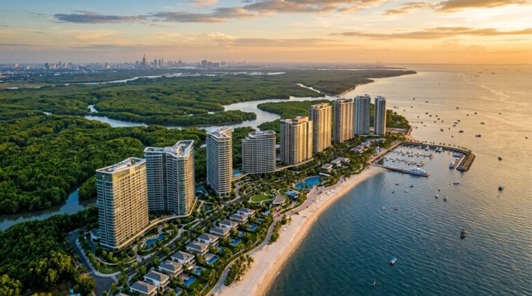 Imperia Green Paradise Cần Giờ - Khu đô thị Vinhomes Green Paradise Cần Giờ nhìn từ trên cao — vị trí tọa lạc của Imperia Green Paradise