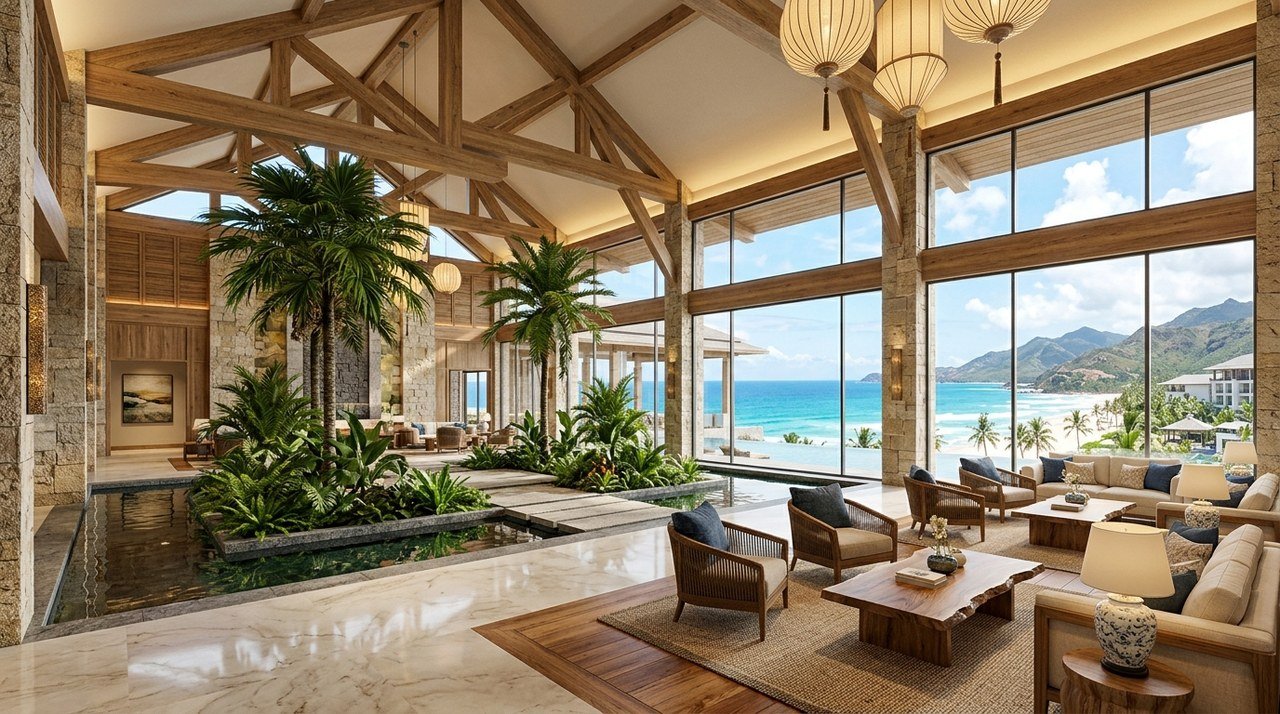 Sảnh tiếp đón resort 5 sao tại Imperia Green Paradise Cần Giờ