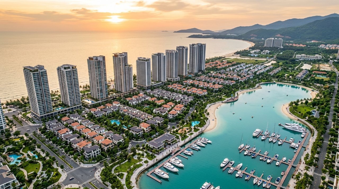 Căn hộ Vịnh Ngọc Vinhomes Green Paradise Cần Giờ và Imperia Green Paradise nhìn từ trên cao