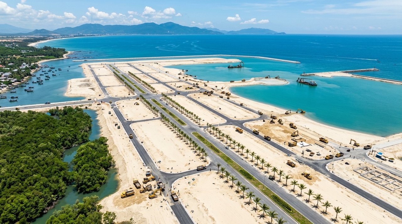 Tiến độ san lấp khu đô thị lấn biển Cần Giờ nơi quy hoạch tháp 108 tầng Cần Giờ