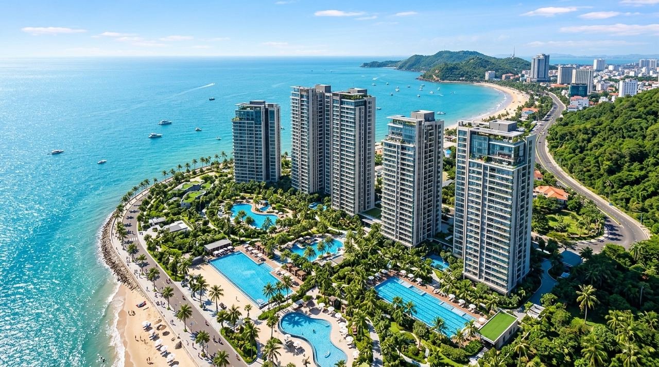 Phối cảnh căn hộ Imperia Green Paradise Cần Giờ trong khu đô thị Vinhomes Green Paradise nhìn từ trên cao